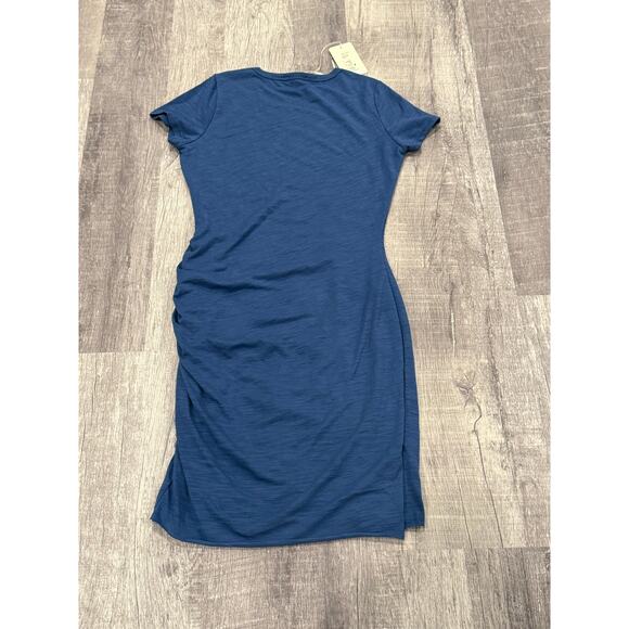New With Tags! La Miel Only Ruched Small Mini Dress Color Carbon Blue Super Cute - Picture 3 of 6